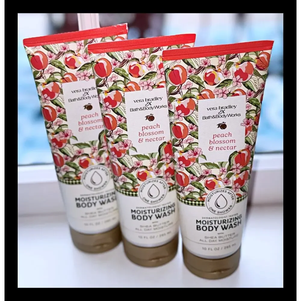 Bath & Body Works Peach Blossom & Nectar Vera Bradley Moisturizing Body Wash x3